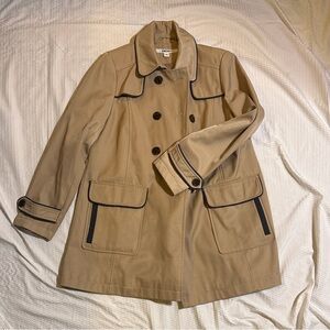 DKNY Tan Trench Coat with Black Accents